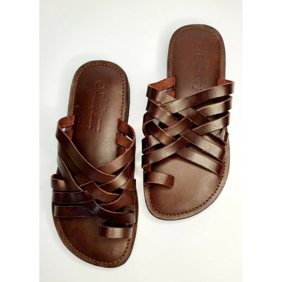 BRAND NEW LEATHER JOLLY KNOCKER ROMAN SANDALS WITH TOE STRAP UNISEX ADULT'S - Picture 1 of 10